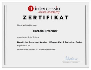 Muster Zertifikat Blue Collar Sourcing Intro