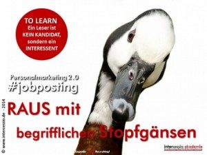 Stellenanzeige zwei null keine Begriffs-Stopfgänse
