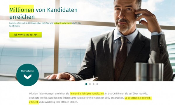 Temporausch im Social Recruiting-Screenshot XING-Talentmanager
