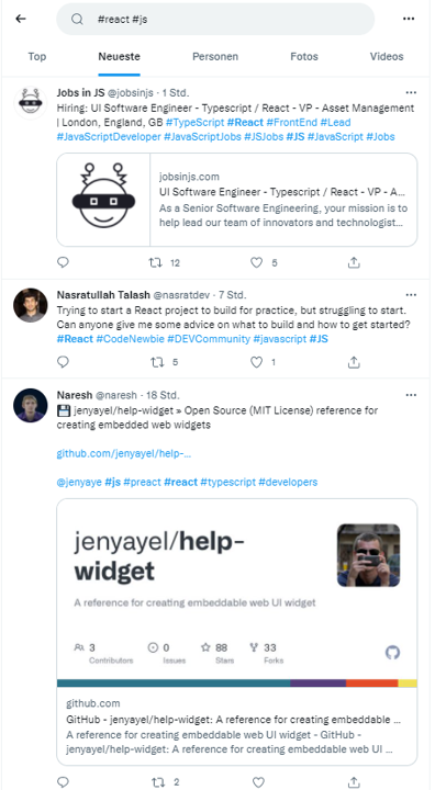 Twitter Sourcing - Einfache Suche mit Hashtags